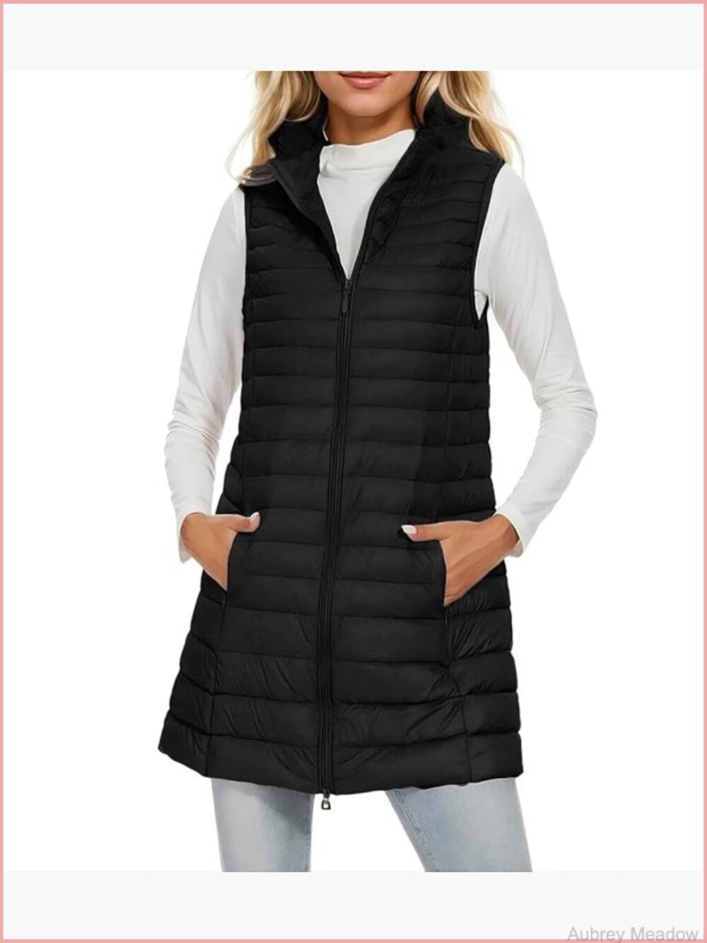 Mid Long Down Vest Lightweight Puffer Vest Coat Jacket Windbreaker - Picture 1 of 7